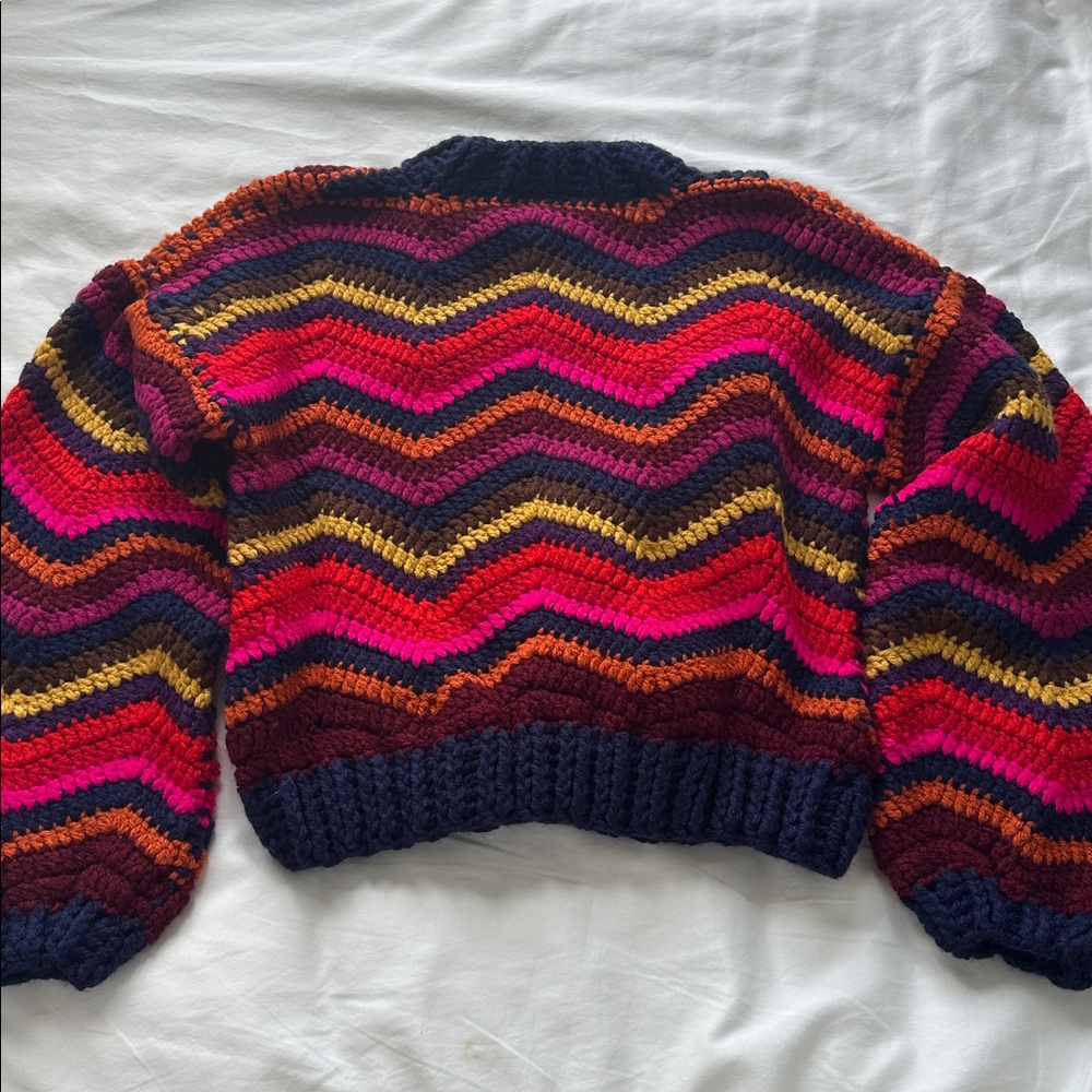 NWT FARM Rio Colorful Waves Crochet Sweater - Picture 12 of 15